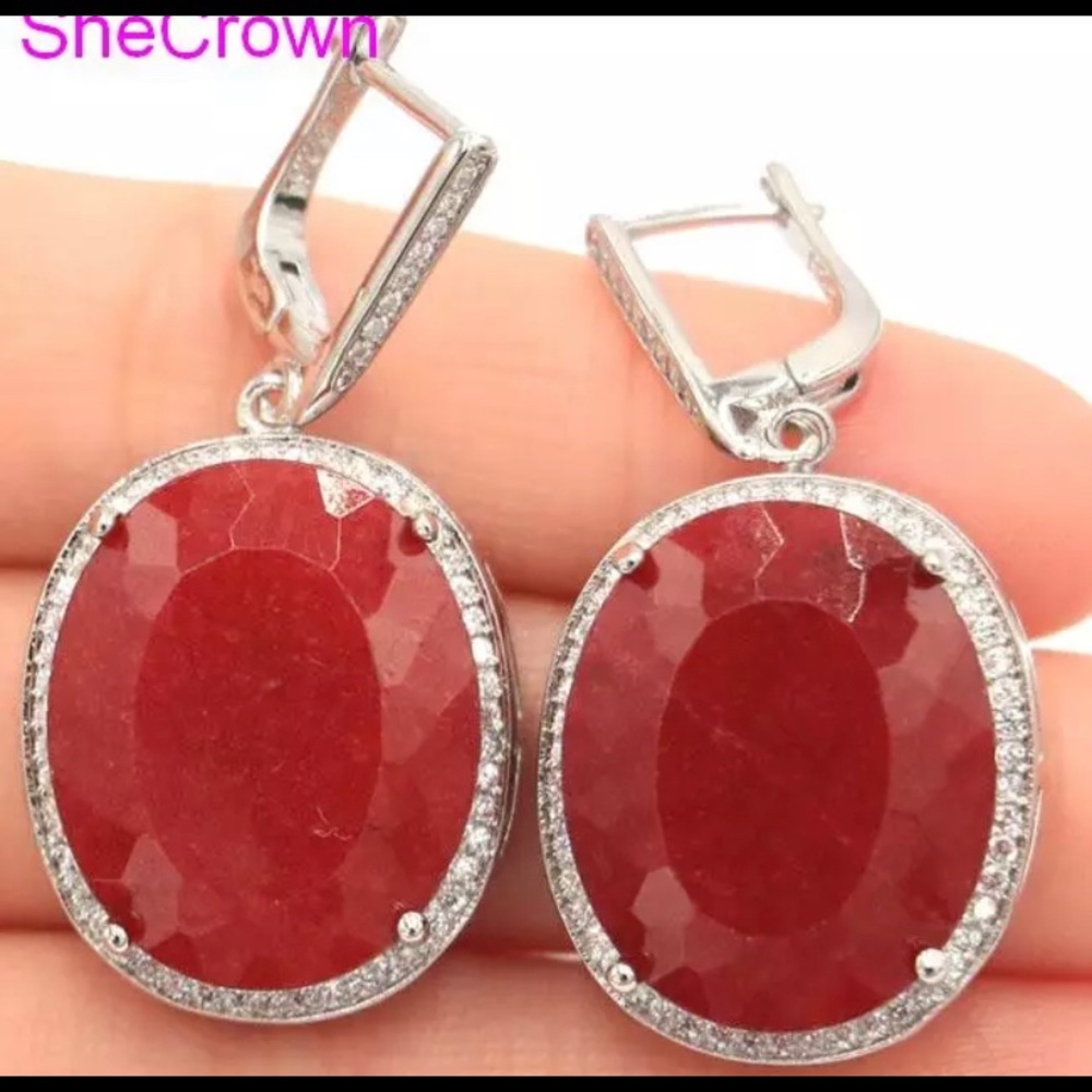 🔥🔥MASSIVE NEW GENUINE RUBY EARRING SET🔥🔥 - Picture 5 of 5